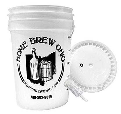 Home Brew Ohio 6.5 Gallon Fermenting Bucket with Grommeted Lid and Three-Piece Airlock