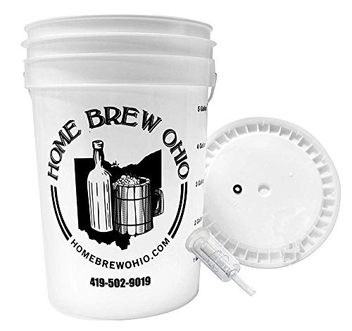 Home Brew Ohio 6.5 Gallon Fermenting Bucket with Grommeted Lid and Three-Piece Airlock