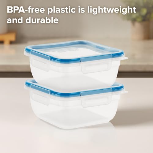 Snapware Plastic Total Solution 2-Pack (5.5-Cup) Food Storage Containers Set, Leakproof & Airtight Plastic Locking Lids Square Containers, Non-Toxic BPA-Free Lids, Microwave Dishwasher Freezer Safe - size: 2 Pack, style: 5.5 Cup