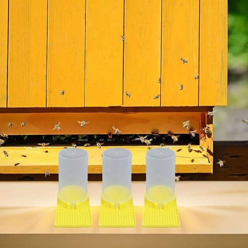 Bee Feeder 3 Pack Basin Drinker Hive Entrance Hydration Yellow Bee Drinking Tool Equipment Supports Colony Health Fill Refill Garden Wildlife 27x12x9cm