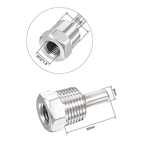 uxcell 8mm Dia G1/2 Thermowell Weldless Stainless Steel 201 with Cable Gland 30mm Length for Beer Fermenter,White - color: White, size: 8mm x 30mm