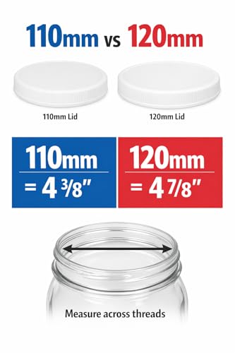 120mm (4 7/8 ") Fit - (1 Pack) Large Black Plastic Lid for 1 Gallon Wide Mouth Glass & Plastic Jars – PE Foam Liner, Food-Grade, Leak-Resistant Caps (Jars Not Included) by The Kombucha Company - color: Black