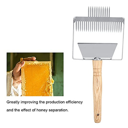 Beekeeping Uncapping Fork Tool – Stainless Steel Beehive Knife Scraper with Wooden Handle for Honey Harvesting Comb Uncapping