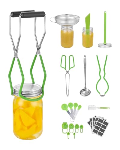 VEVOR Canning Supplies Starter Kit, 9 Pieces Stainless Steel Water Bath Canning Kit for Beginners, Canning Tools Set: Ladle, Measuring Spoon & Cup, Funnel, Tongs, Jar Lifter, Jar Wrench - size: 9PCS