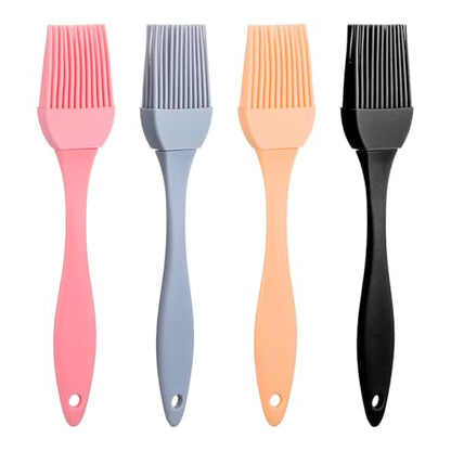 4 Pcs Silicone Basting Pastry Brush Heat Resistant Oil Brush for Cooking Kitchen Food Baking Butter Baster BBQ Grill Dishwasher Safe Multicolor for Sauce Marinade Meat Glazing