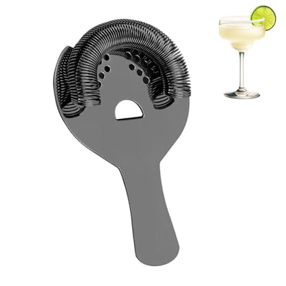 Black Cocktail Strainer for Drinks 2 Prong Hawthorne Strainer with Removable Spring Stainless Steel Bartending Strainer - color: Black