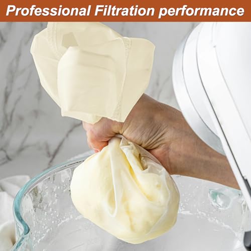 4 Pcs 12"x12" Nut Milk Bag, Nature Unbleached Cotton, Premium CheeseCloth Bags for Straining, Reusable Nut Bag Strainer for Making Almond & Nut Milks, Cold Brew, Yogurt, Juicing - color: Unbleached Cotton - 4 Pcs