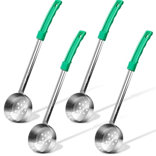 4 Ounce Stainless Steel Perforated Portion Control Ladle Spoon - 4Pcs Pizza Sauce Serving Spoons Portion Ladle for Sauces, Perfect for Weight Watchers, Buffets, Parties - style: Perforated