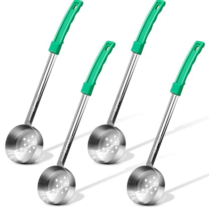 4 Ounce Stainless Steel Perforated Portion Control Ladle Spoon - 4Pcs Pizza Sauce Serving Spoons Portion Ladle for Sauces, Perfect for Weight Watchers, Buffets, Parties - style: Perforated
