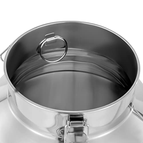 LOYALHEARTDY 28L/7.39Gal Milk Can, 304 Stainless Steel Milk Transport Cans Wine Pail Bucket Tote Jug Pot Oil Liquid Storage Barrel with 2 Handles Milk Container with Lid for Grain Wine Liquid - color: 28l-7.39gal
