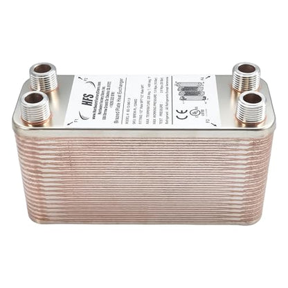 HFS(R) 40-Plate Stainless Steel 304 Homebrew Beer Wort Chiller Heat Exchanger, 7.5" x 2.9", 1/2" x 1/2" MALE NPT, Quick Beer Cooling System (7.5" 2.9"/40 plate, 1/2" x 1/2" NPT) - size: 7.5'' 2.9''/40 plate, 1/2" x 1/2" NPT