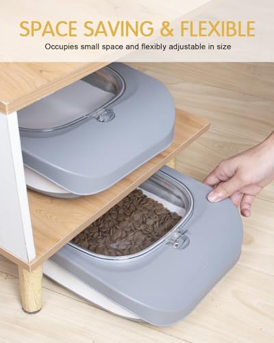 HOYTAMDAR 13 Lbs Dog Food Container, Collapsible Dog Food Storage Container with Airtight Lid, Cat Food Storage container Dry Food for Pets, Rice, Cereal, Silicone Pet Bowl and Dog Food Scoop - color: Grey1-13lbs