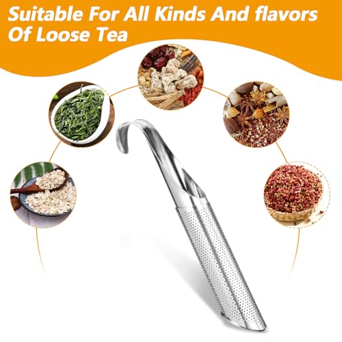 3Pcs Tea Infuser Fine Mesh Strainer Tea Steeper for Loose-Tea Stainless Steel Long Handle Infuser for Coffee Spices Seasonings, Silver