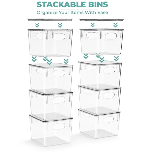 Sorbus Medium Plastic Storage Bins with Lids - Kitchen, Pantry, Refrigerator Organizer Bins - Clear, 4 Pack - size: Medium, style: 4 Pack