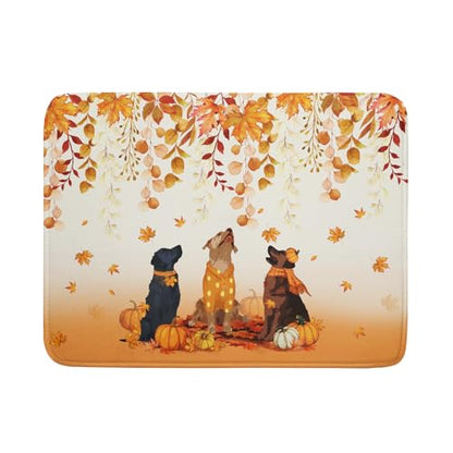 Giwawa Fall Dogs Dish Drying Mat Autumn Leaves Reusable Dishes Pad 18"x24" Holiday Microfiber Quick Dry Dish Drainer Rack Mat for Kitchen Counter - color: Fall Dogs, size: 18x24 inch
