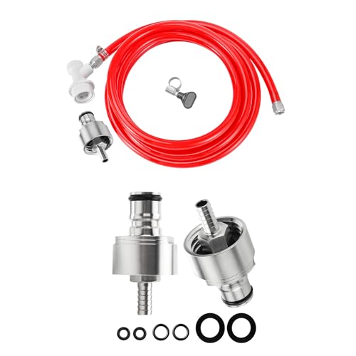 5 Feet Ball Lock Disconnect Gas Tubing Line Stainless Steel Carbonation Cap Kit for Soda Beer PET Bottle CO2 Regulator Keg Tap