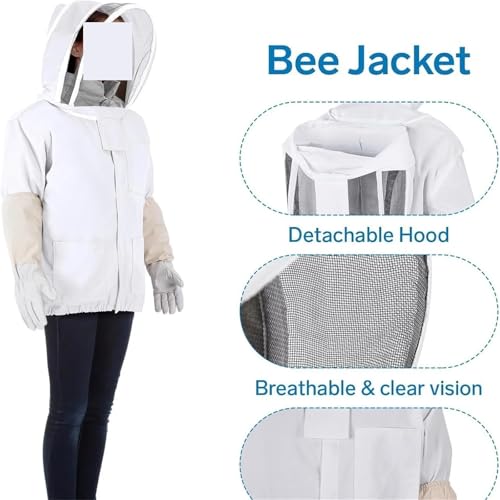 Beekeeping Supplies, Beekeeping Suit, Veil, Head Cover, Gloves, Hat, Cloth Jacket, Protective Clothing, Hooded Equipment,Beekeeping Tools(3X-Large) - size: 3X-Large