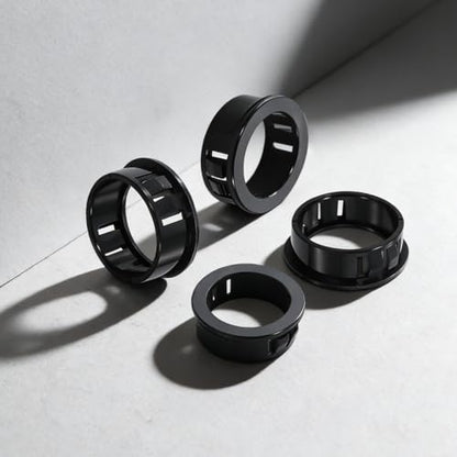 8 Pcs Cable Grommets, 1-15/16" (50 mm) Cable Snap Bushing Grommets, Black Snap Bushing Grommet Kit, Round Nylon Snap in Locking Electrical Wire Cord Grommet Set for Wiring Hose Tubing Knockout - size: 50mm