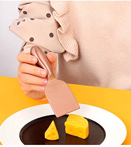 Stainless Steel 18/10 Cheese Desert Knives, Set of 4, Baikai Gold Breakfast Butter Knife, Slicer Sandwich Spreader … (Cheese Knife Set-Rose Gold) - color: Cheese Knife Set-Rose Gold