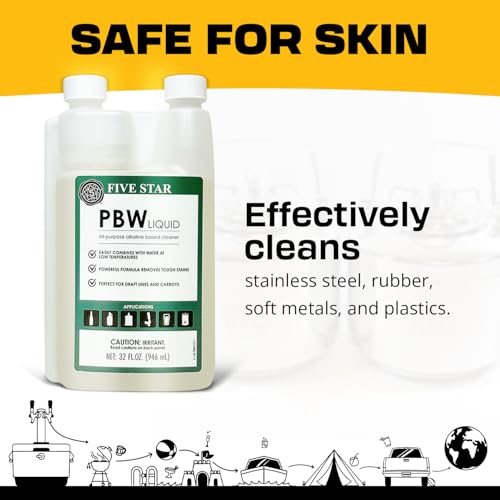 Cooler Keg PBW 32oz Brewery Cleaner, Beer Line Sanitizer, Liquid Wash for Growlers, Home Brew Cleaning, and Kegerators