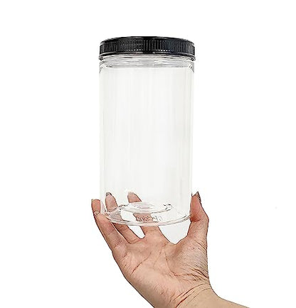 ljdeals 32 oz Clear Plastic Jars with Lids, Storage Containers, Wide Mouth PET Mason Jars, Pack of 6, BPA Free, Food Safe, Made in USA
