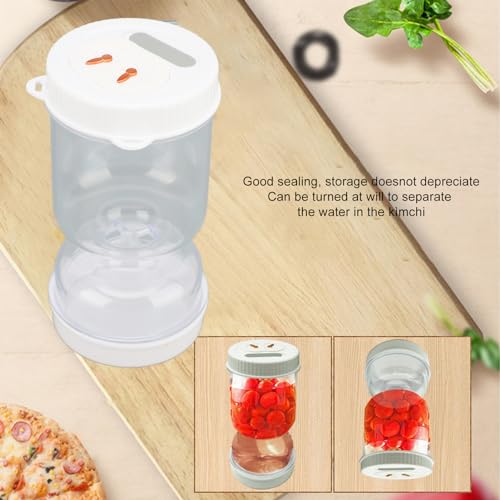 Agatige Glass Pickle Jar with Strainer Flip, 25oz Leakproof Olive Pickle Hourglass Jar Dry Wet Separation Juice Separator Storage Container for Storage Pickles, Gherkin Jalapeno