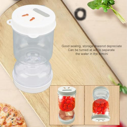Agatige Glass Pickle Jar with Strainer Flip, 25oz Leakproof Olive Pickle Hourglass Jar Dry Wet Separation Juice Separator Storage Container for Storage Pickles, Gherkin Jalapeno