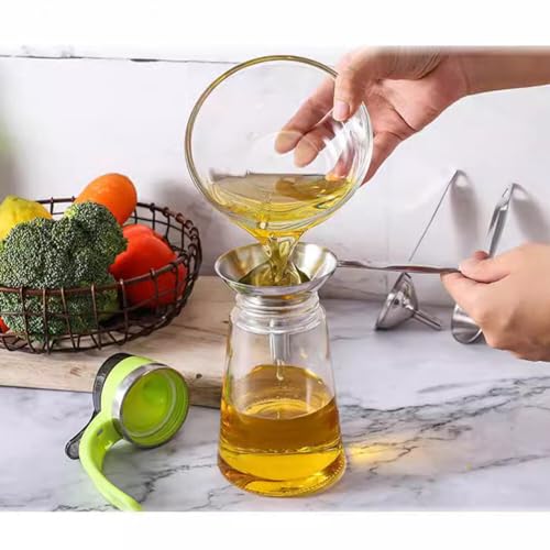 Small Funnels for Filling Bottles-3Pcs Stainless Steel Kitchen Funnel Set,Mini Long Handle Metal Funnels Food Grade Mini Metal Funnel for Powder Oil Fluid Spice