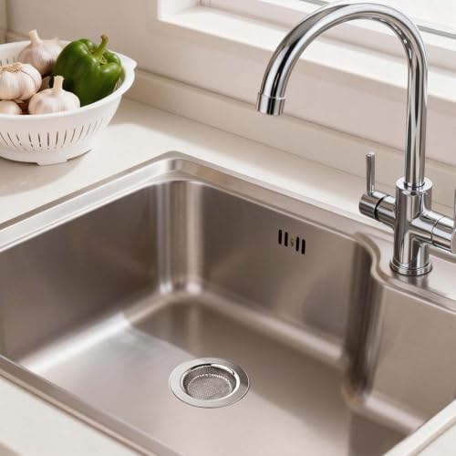 Chefbee Kitchen Sink Drain Strainer - 4 Pack Stainless Steel Sink Drain Cover Filter Food Catcher Basket with Wide Rim 4.4”, Kitchen Accessories