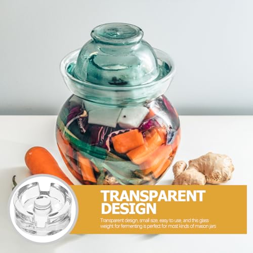LALAFINA Small Glass Fermenting Weights with Easy-grip Lid for Wide Mouth Mason Jars, Dishwasher Safe Fermentation Accessories for Sauerkraut, Pickles, and Home Canning