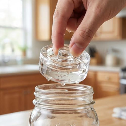 Operitacx 2pcs Glass Fermentation Weights for Wide Mouth Jars, Heavy Glass Fermenting Lids Canning Weights with Easy Grip Handle for Sauerkraut, Kimchi 2.8 inch