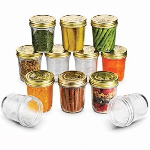 Bormioli Rocco Quattro Stagioni Mason Jar - ClearGold, 10.75 Oz, Set of 12 - size: 10.75 Oz.