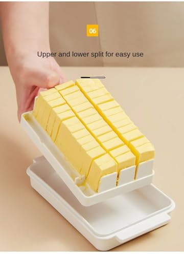 Japanese style cheese cutting and preservation box with lid, rectangular cheese slice storage box, butter slitting refrigeration box, uniform slicing design, transparent dustproof refrigerator storage