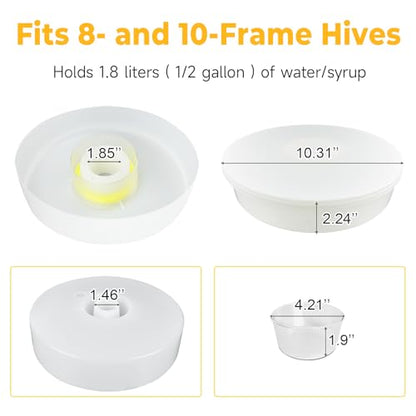 Upgraded Rapid Bee Top Feeder with Anti-Drowning Sponge Rings, Round Hive Top Feeders for 8-Frame and 10-Frame Bee Hives (2 Pack) - style: 2 Pack