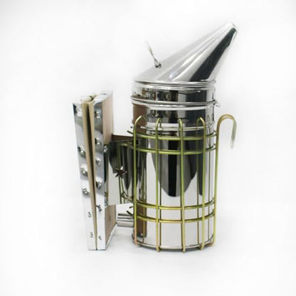 Leather +Smoker Stainless Steel w/Heat Shield Beekeeping Equipment,Bee Hive Smoker (304)