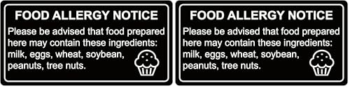 500PCS 1x2'' Black Removable Food Allergy Warning Labels Allergies Restaurant Food Labels Self Adhesive Stickers (Pack of 2) - size: 1x2 inches (Pack of 2)