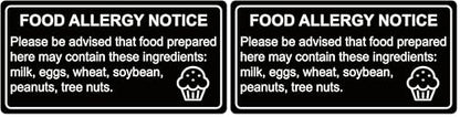 500PCS 1x2'' Black Removable Food Allergy Warning Labels Allergies Restaurant Food Labels Self Adhesive Stickers (Pack of 2) - size: 1x2 inches (Pack of 2)