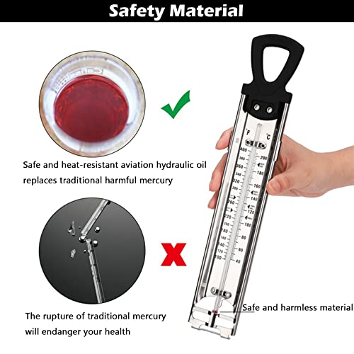Candy Thermometer with Pot Clip, 2 Pack Deep Fry Oil Kitchen Food Cooking Thermometer for Jam, Syrup, Jelly, and Deep Fry, Instant Read Candy Thermometer for Candy Making