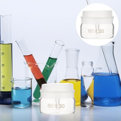 GARVALON Lab Weighing Bottle with Lid Glass Weighing Jar for Chemical and Biological Sample Weighing 2Pcs Experiment Weighing Bottles for Laboratory Glassware - size: 6.5X6X6CM