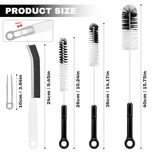 Bottle Cleaning Brush Set - Long-Handled Flexible Brush Head, with Bottle Neck Thread Gap Brush, for Cleaning Narrow Neck Water, Beer, Wine, Baby Bottles, Pipes, Tubes, Hoses, and Flasks