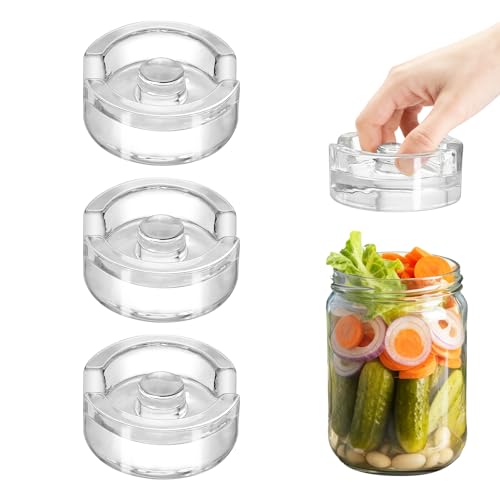 3Pcs Fermentation Glass Weights for Wide Mouth Jars - Pickle Bottles with Sealing Lids for Efficient Fermenting - Durable, Transparent Fermenting Lids and Weights for Sauerkraut, (D Gap) - size: D Gap