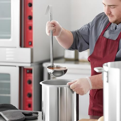 OCS Parts 14.75" Stainless Steel 16-Ounce Culinary Ladle | One-Piece Dishwasher Safe Home, Restaurant, Buffet and Catering Serving Ladle for Sauces, Soup, Gravy, and Salad Dressing - size: 16 Ounce