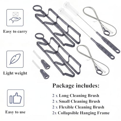 Patelai 8 in 1 Hydration Bladder Cleaning Kit Includes 3 Different Brushes and Drying Collapsible Bladder Frame, Water Reservoir Backpack Cleaning Kit - color: Gray