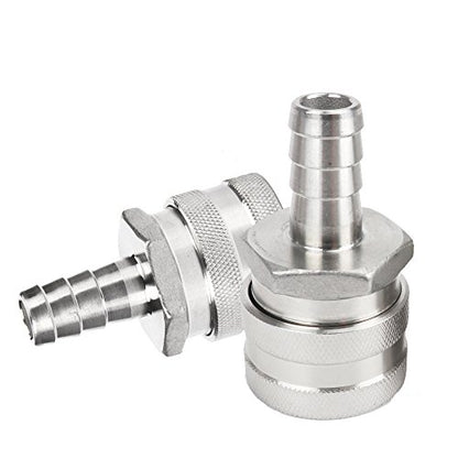 2 Pack 1/2" Barb Female Stainless Steel Quick Disconnect Home Brew Fitting Connector Homebrewing