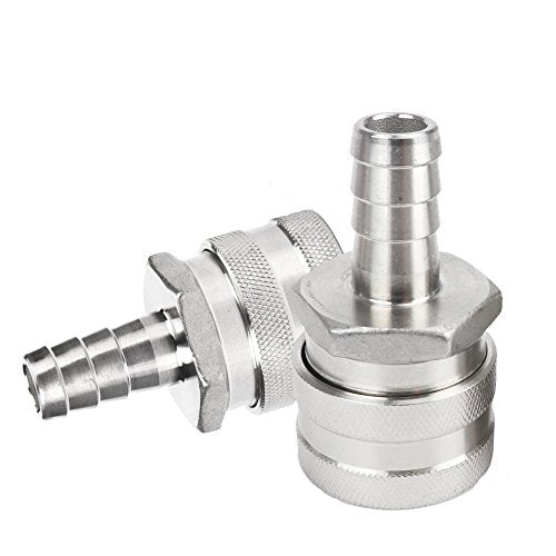 2 Pack 1/2" Barb Female Stainless Steel Quick Disconnect Home Brew Fitting Connector Homebrewing