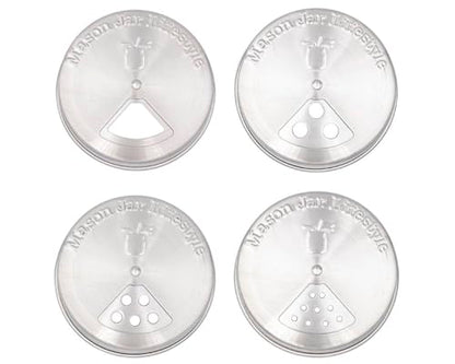 Mason Jar Lifestyle Adjustable Spice Shaker Lids for Regular Mouth Mason Jars – 4 Pack Stainless Steel Tops with Shaker and Pour Options – Seasoning Dispenser Lids - size: Regular Mouth