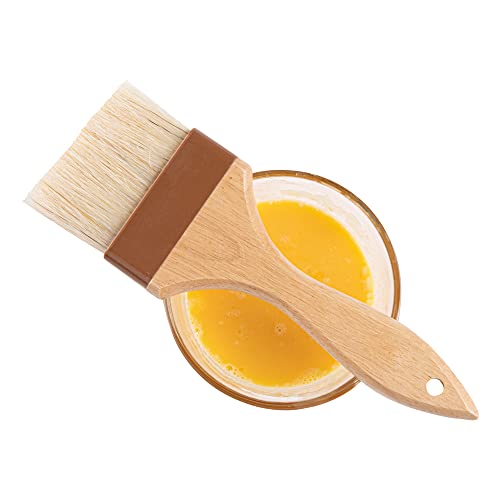 Restaurantware Pastry Tek 3 Inch Wide Buttering Brush 1 Boar Bristle Pastry Brush - Hardwood Handle Built-In Hanging Hole Wood Basting Brush Sturdy Ferrule For Glazing And Basting - size: 9 1/2"