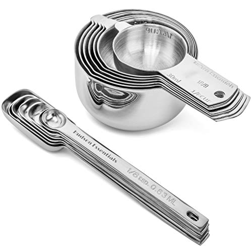 Hudson Essentials Stainless Steel Measuring Cups and Spoons Set (14 Piece Set) - size: 14 Piece Set