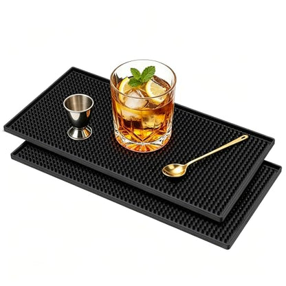 Xibany Bar Mat, 12x6IN Non-Slip PVC Mats for Home Coffee Bar Countertop | Versatile for Coffee Drinks Cocktails Makers, Keep Bar Counter Tops Neat Tidy, Drying Dishes Cups Glasses, Easy to Clean