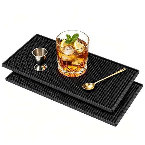 Xibany Bar Mat, 12x6IN Non-Slip PVC Mats for Home Coffee Bar Countertop | Versatile for Coffee Drinks Cocktails Makers, Keep Bar Counter Tops Neat Tidy, Drying Dishes Cups Glasses, Easy to Clean